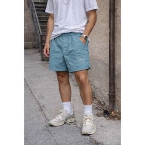 Vintage LA Gear Nylon Shorts Mens L Teal 90s Retro Athletic Running Gym